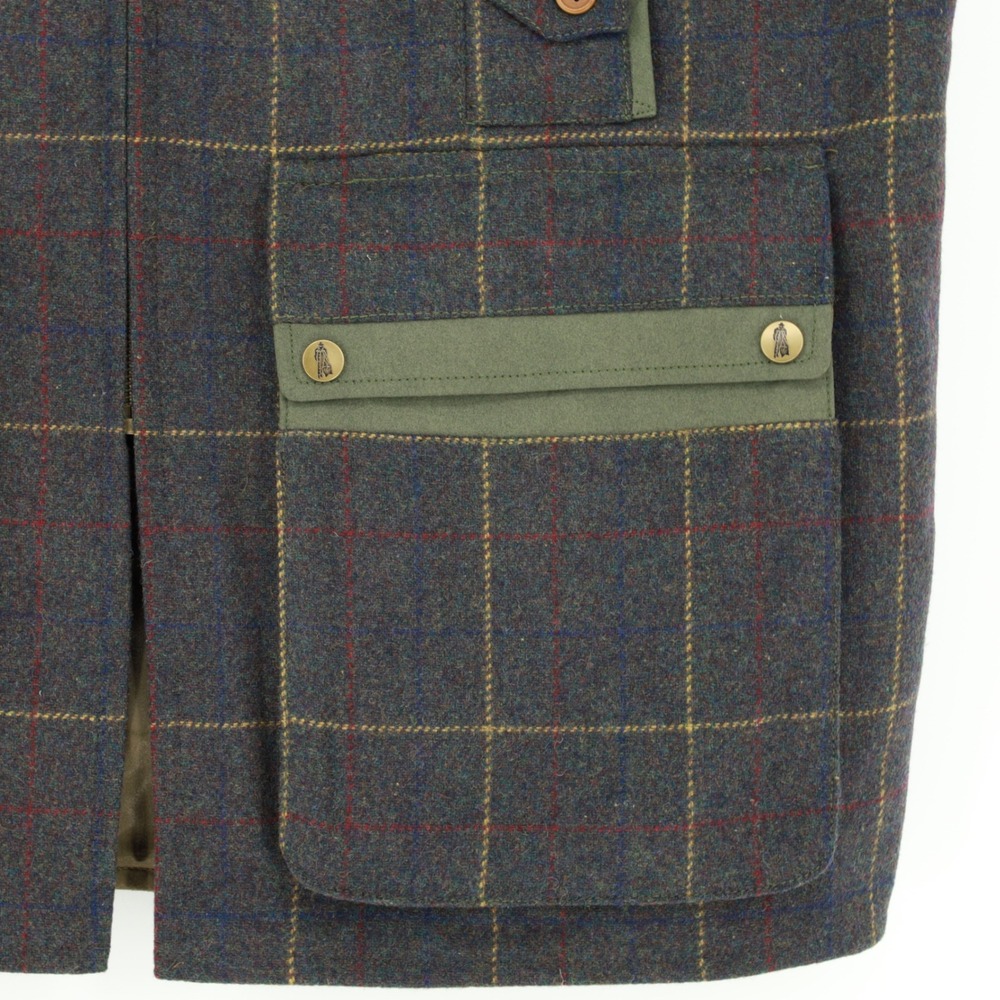 J. Peterman Wool Blend Tweed Shooting Vest XL Plaid Utility Equestrian Gorpcore - Picture 7 of 13
